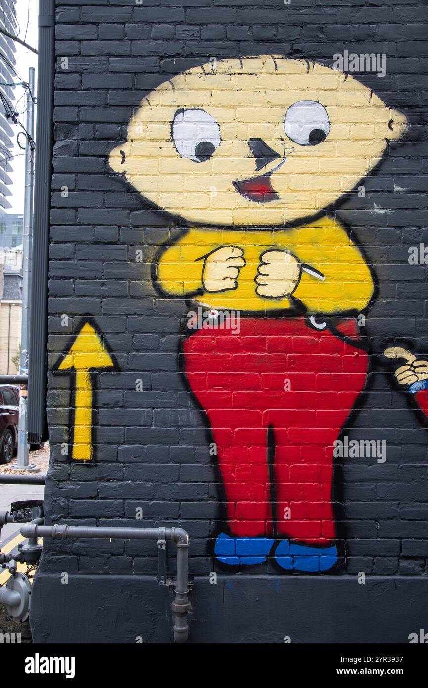 Familienbild Stewie Griffin Wandgemälde in der Nähe der McCaul Street in der Innenstadt von Toronto, Ontario, Kanada Stockfoto