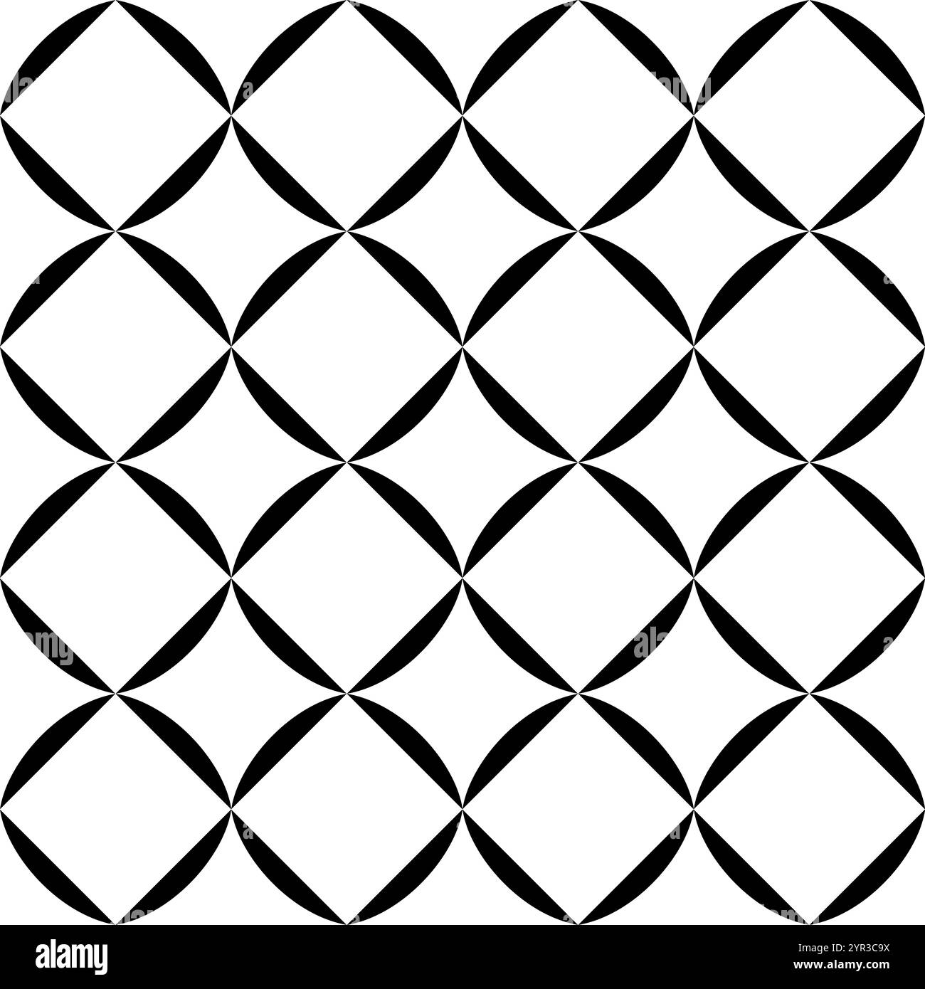 Nahtloses Muster mit geometrischen Motiven in Schwarz und Weiß Stockfoto