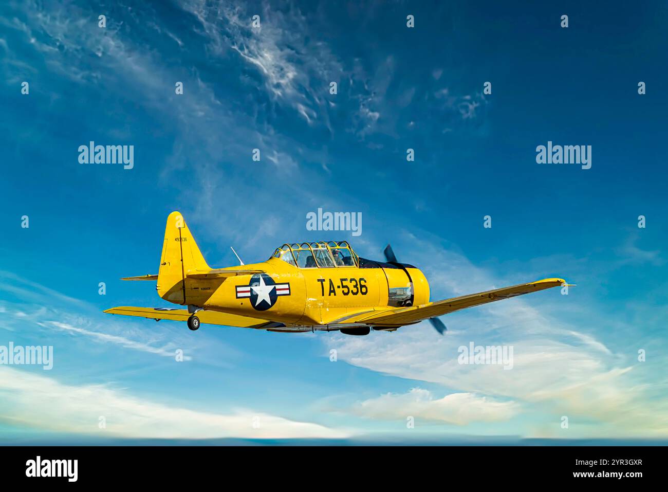 Bright Yellow North American T-6 Texan WW2 Flugtrainer in Arizona Stockfoto