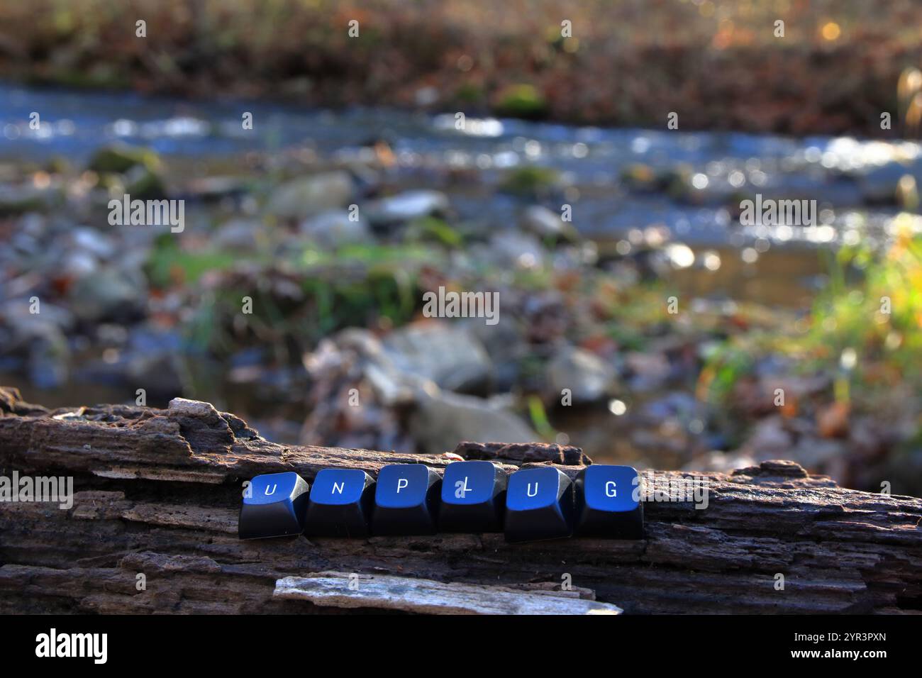 Tastaturbuchstaben Erinnern Uns Daran, Den Stecker Zu Trennen Und Für Eine Gesunde Work-Life-Balance Zu Sorgen Stockfoto