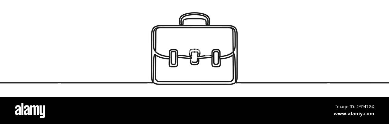 Minimalistische Darstellung einer Geschäftsaktentasche, gezeichnet mit einer einzigen durchgehenden Linie. Vektorabbildung. Stock Vektor