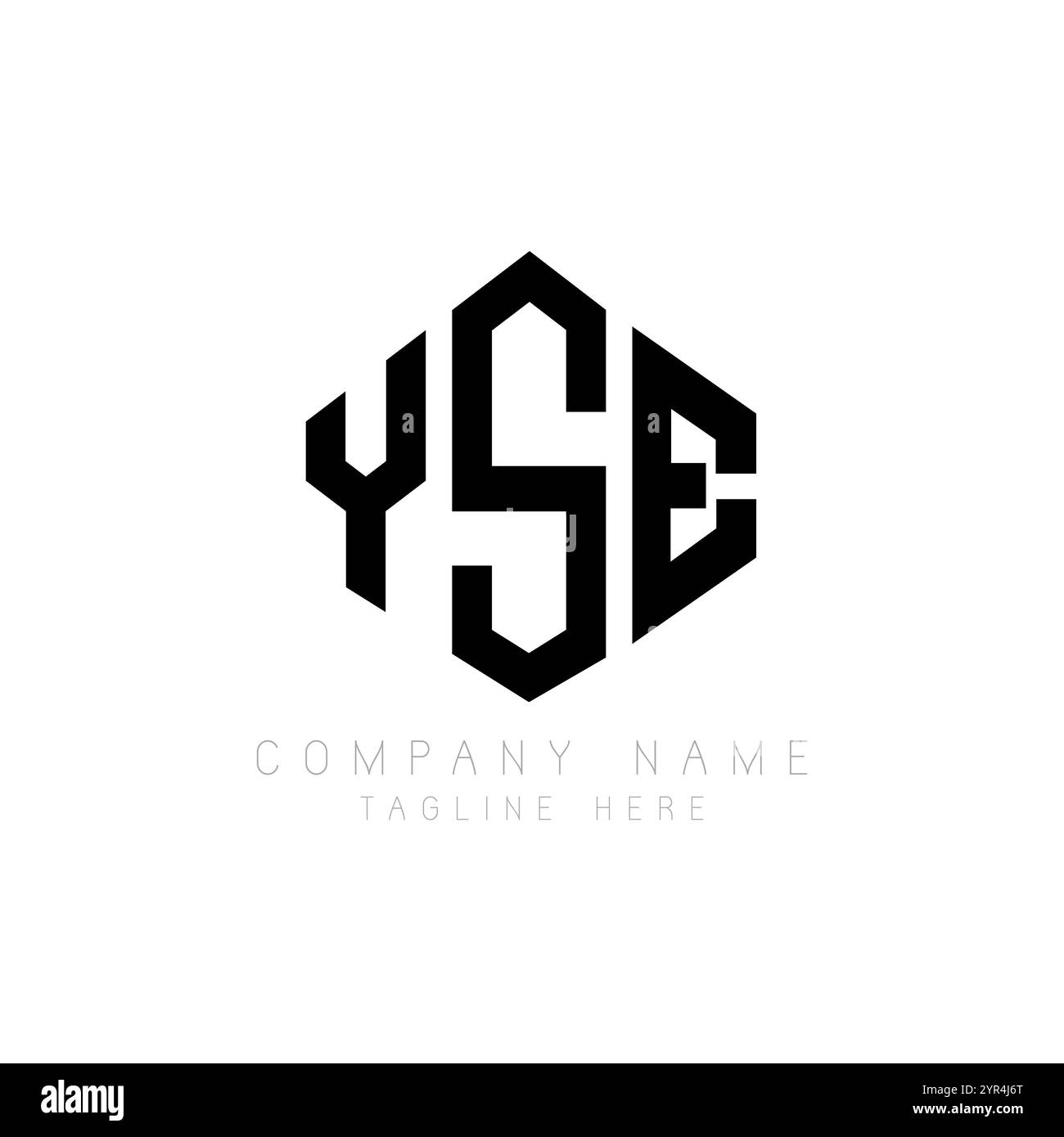 YSE-Letter-Logo mit Polygonform. YSE-Polygon- und würfelförmiges Logo. YSE-Hexagon-Vektor-Logo-Vorlage weiß und schwarz. YSE monogr Stock Vektor