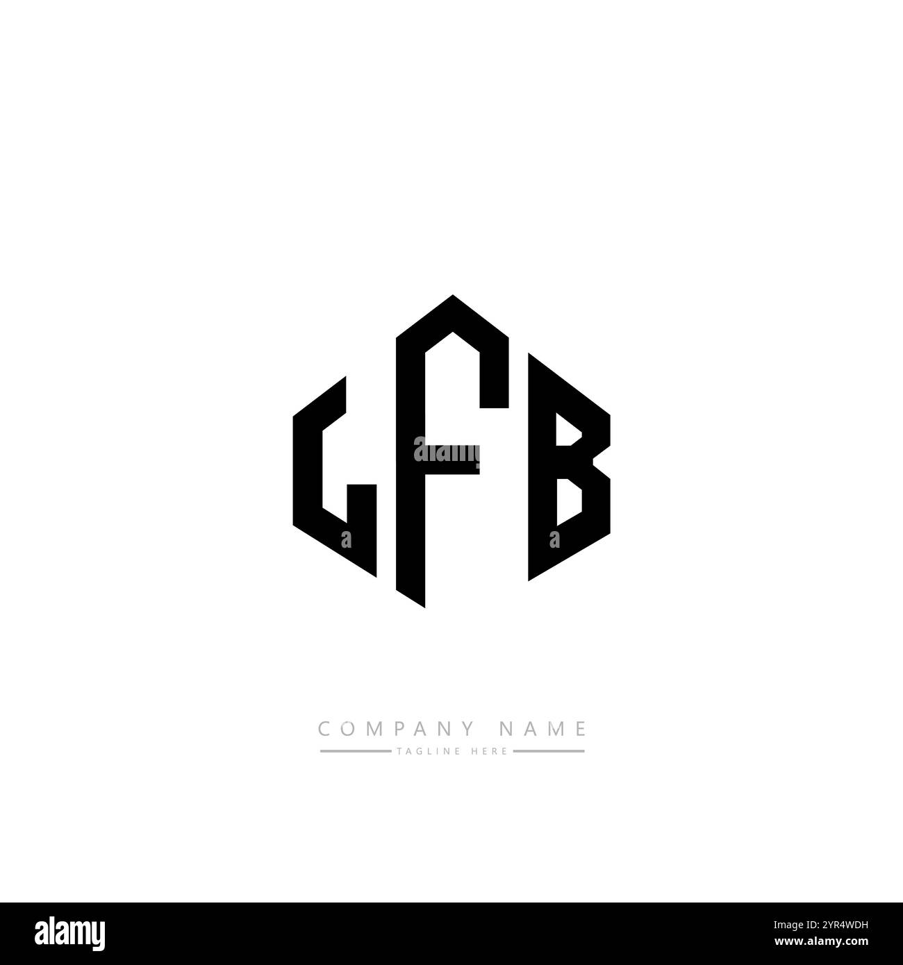 LFB-Letter-Logo mit Polygonform. LFB-Polygon- und würfelförmiges Logo. LFB-Hexagon-Vektor-Logo-Vorlage weiß und schwarz. LFB monogr Stock Vektor