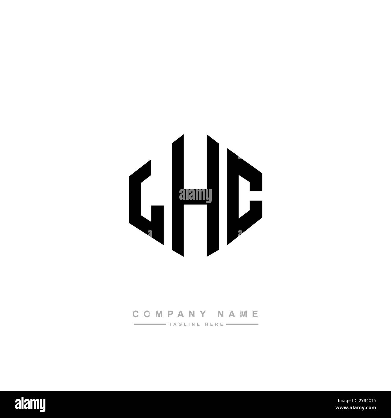 LHC-Letter-Logo mit Polygonform. LHC-Polygon- und würfelförmiges Logo. LHC-Sechskant-Vektor-Logo-Vorlage weiß und schwarz. LHC monogr Stock Vektor