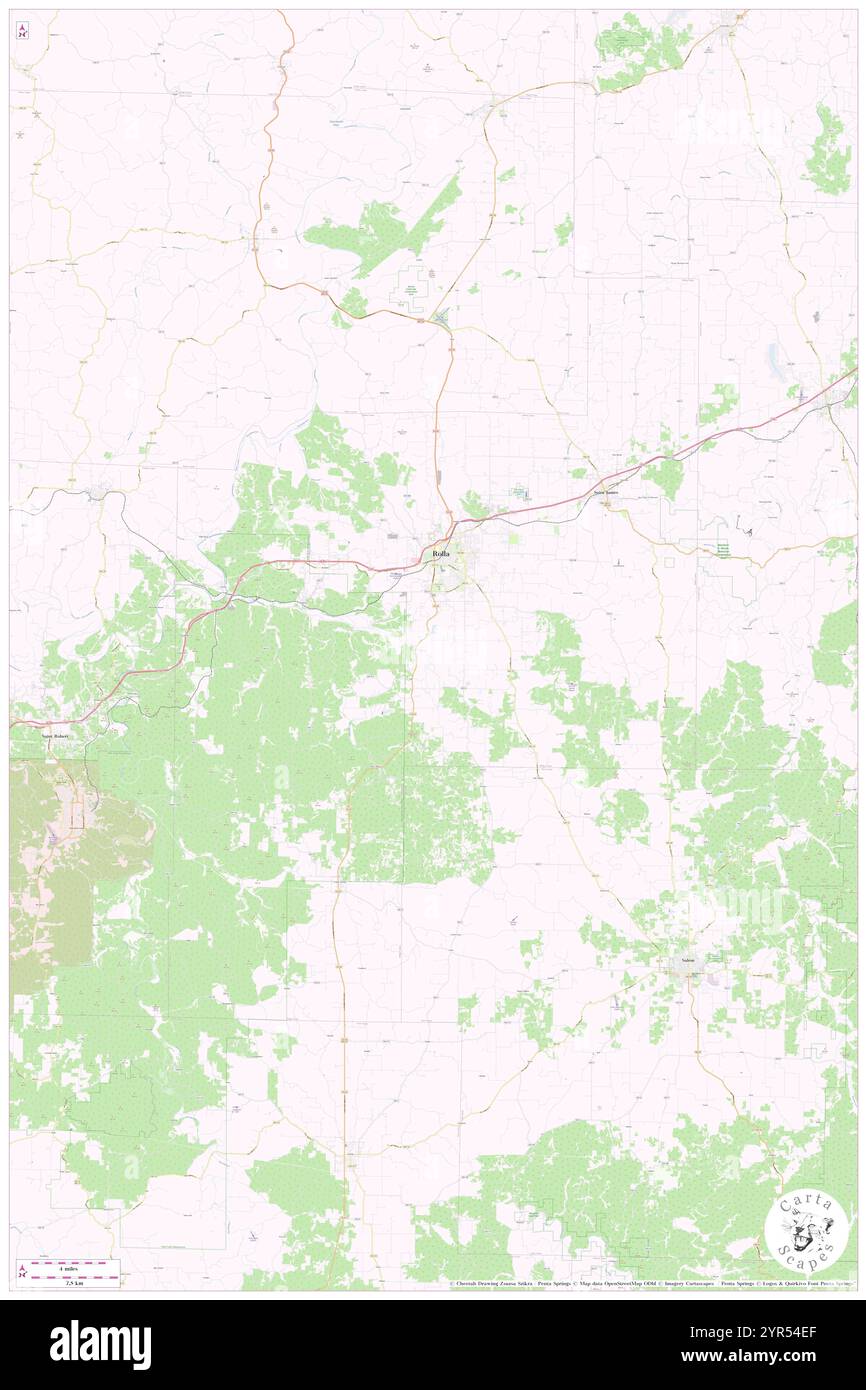 Phelps County, Phelps County, USA, Vereinigte Staaten, Missouri, n 37 52' 37'', S 91 47' 32'', Karte, Cartascapes Map, veröffentlicht 2024. Erkunden Sie Cartascapes, eine Karte, die die vielfältigen Landschaften, Kulturen und Ökosysteme der Erde enthüllt. Reisen Sie durch Zeit und Raum und entdecken Sie die Verflechtungen der Vergangenheit, Gegenwart und Zukunft unseres Planeten. Stockfoto