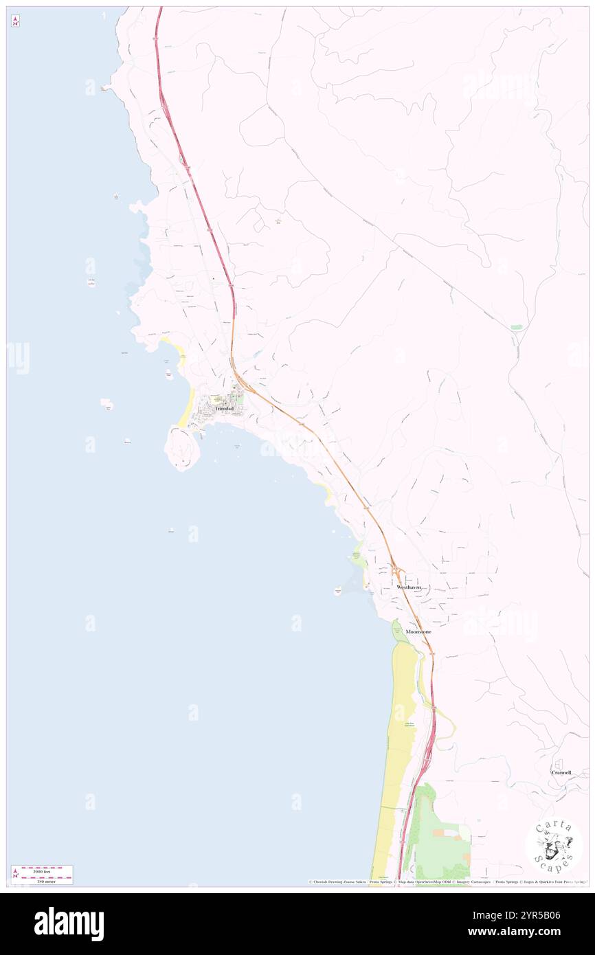 Trinidad Rancheria, Humboldt County, USA, USA, Kalifornien, n 41 3' 15'', S 124 7' 49'', Karte, Karte, Kartenausgabe 2024. Erkunden Sie Cartascapes, eine Karte, die die vielfältigen Landschaften, Kulturen und Ökosysteme der Erde enthüllt. Reisen Sie durch Zeit und Raum und entdecken Sie die Verflechtungen der Vergangenheit, Gegenwart und Zukunft unseres Planeten. Stockfoto