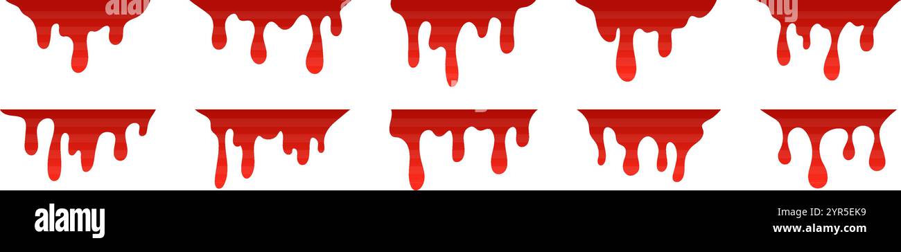 Blut tropft Muster und spritzt flüssige Flecken Textur. Spritzer und Tropfen bilden sich. Abbildung des flachen Vektors isoliert Stock Vektor