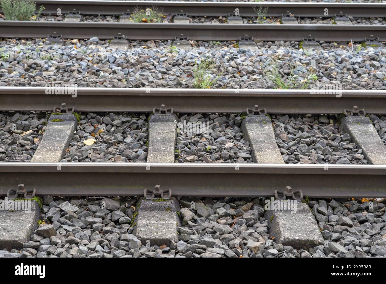 Einzelheiten zu den Eisenbahngleisen Stockfoto