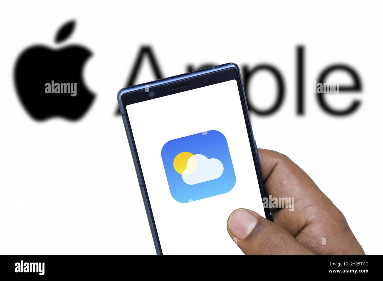 Apple Weather Logo auf Smartphone Stockfoto