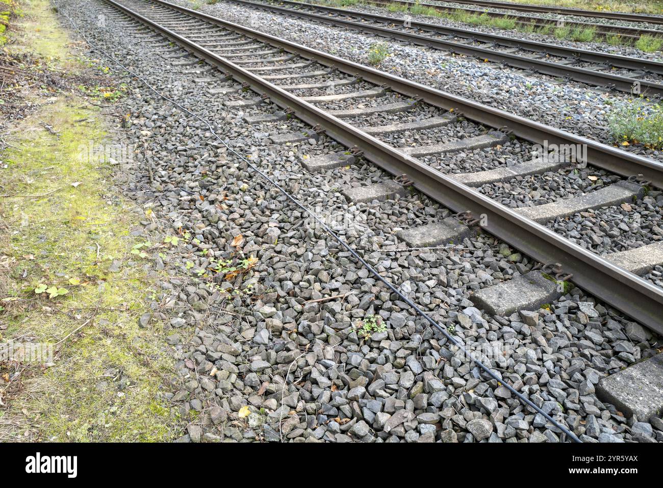 Einzelheiten zu den Eisenbahngleisen Stockfoto
