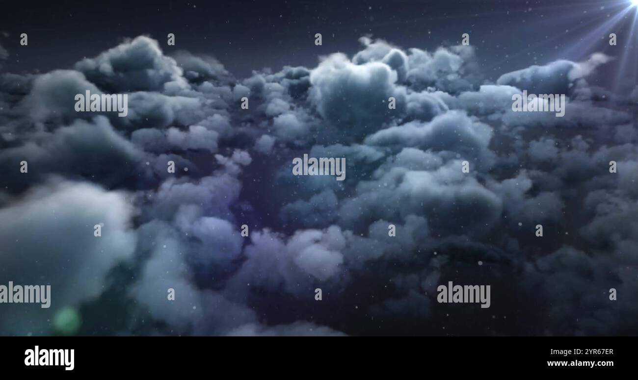 Bild von Wolken und Flecken über schwarzem Himmel Stockfoto