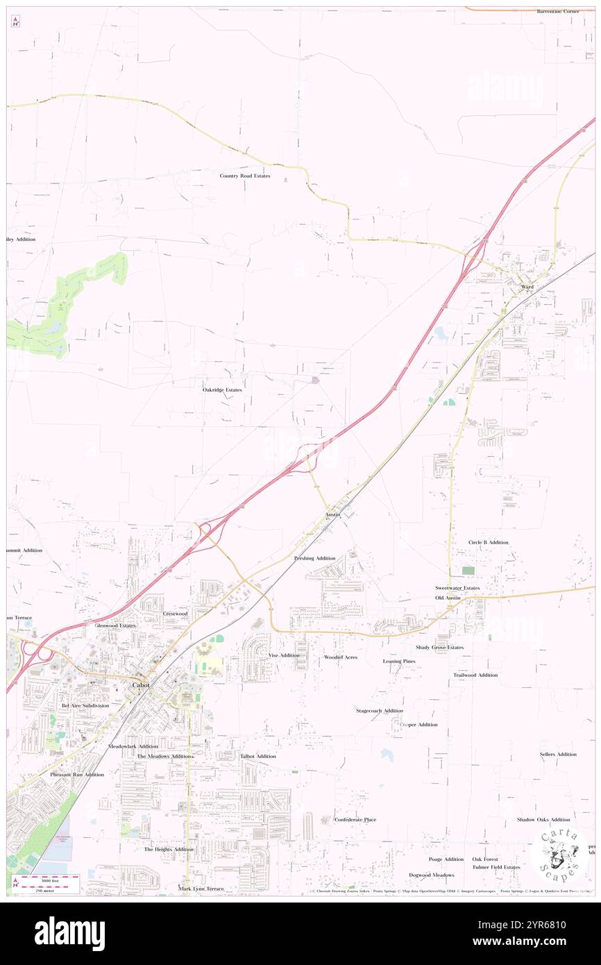 Stadt Austin, Lonoke County, USA, USA, Arkansas, n 35 0' 26'', S 91 59' 21'', Karte, Cartascapes Map, veröffentlicht 2024. Erkunden Sie Cartascapes, eine Karte, die die vielfältigen Landschaften, Kulturen und Ökosysteme der Erde enthüllt. Reisen Sie durch Zeit und Raum und entdecken Sie die Verflechtungen der Vergangenheit, Gegenwart und Zukunft unseres Planeten. Stockfoto