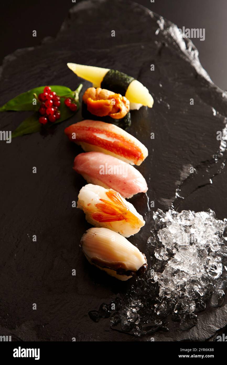 Hokkaido Sushi-Set Stockfoto