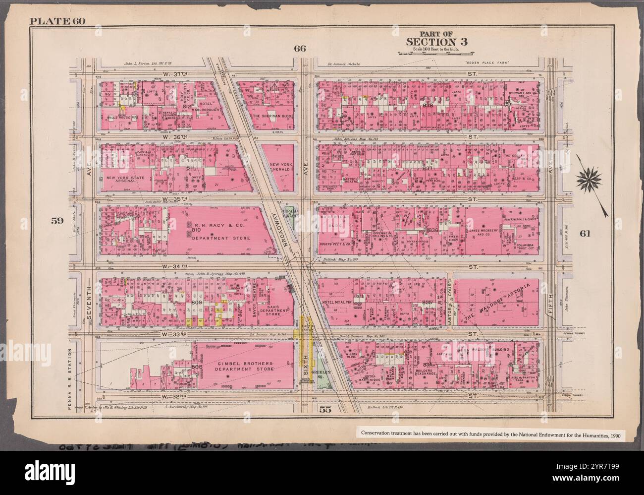 Begrenzt durch W. 37th Street, Fifth Avenue, W. 32nd Street und Seventh Avenue, Plate 60 1916 Stockfoto