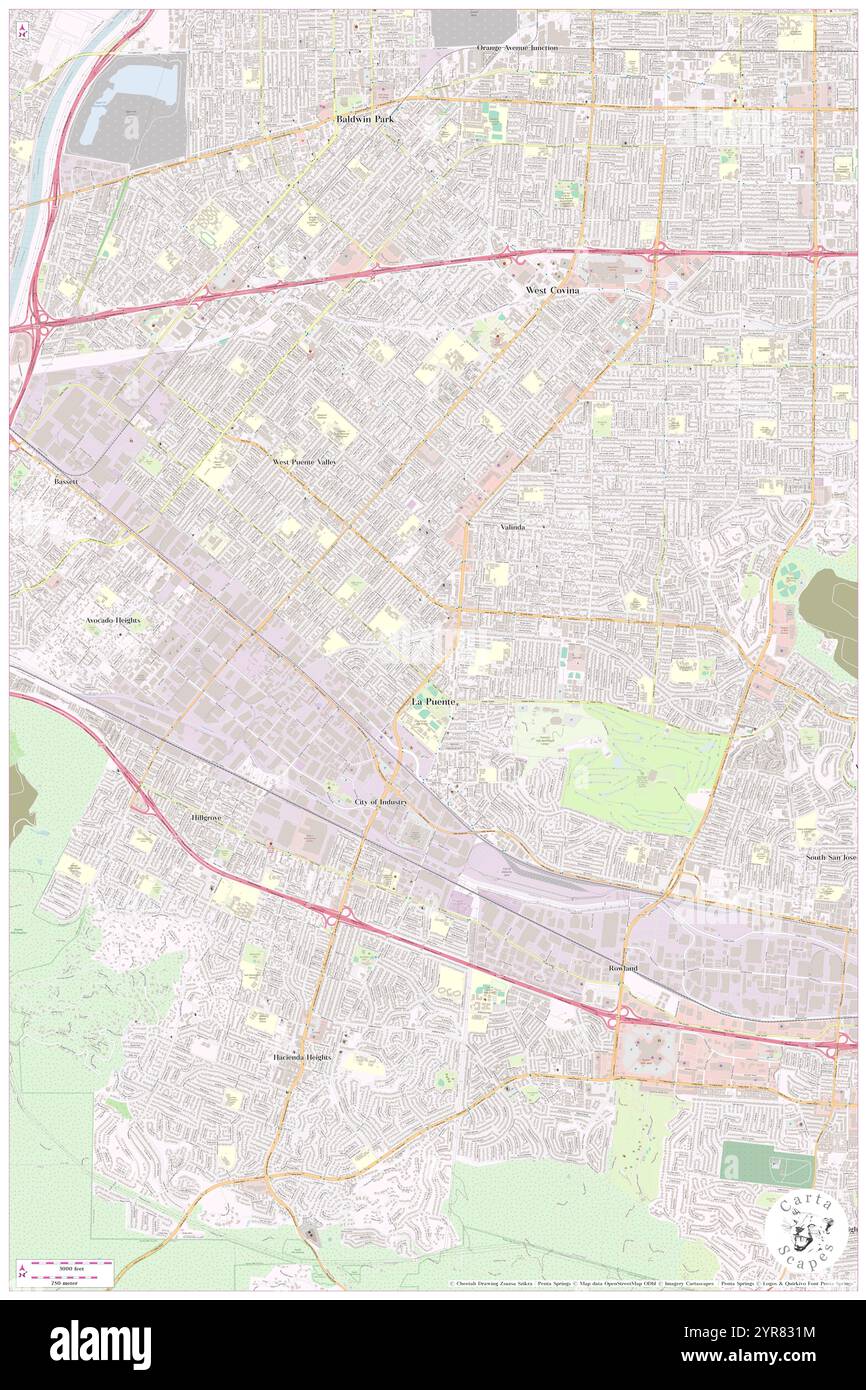 La Puente, Los Angeles County, USA, USA, Kalifornien, n 34 2' 30''', S 117 56' 13'', Karte, Karte, Kartenausgabe 2024. Erkunden Sie Cartascapes, eine Karte, die die vielfältigen Landschaften, Kulturen und Ökosysteme der Erde enthüllt. Reisen Sie durch Zeit und Raum und entdecken Sie die Verflechtungen der Vergangenheit, Gegenwart und Zukunft unseres Planeten. Stockfoto