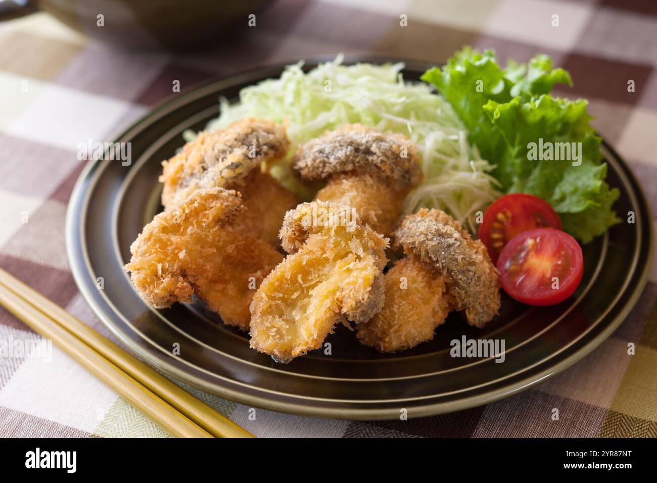 Frittierte Daikoku Shimeji-Pilze Stockfoto