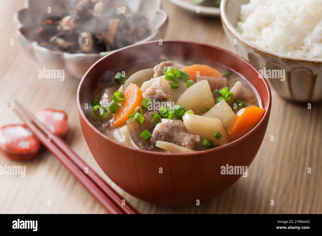 Miso Schweinesuppe Stockfoto