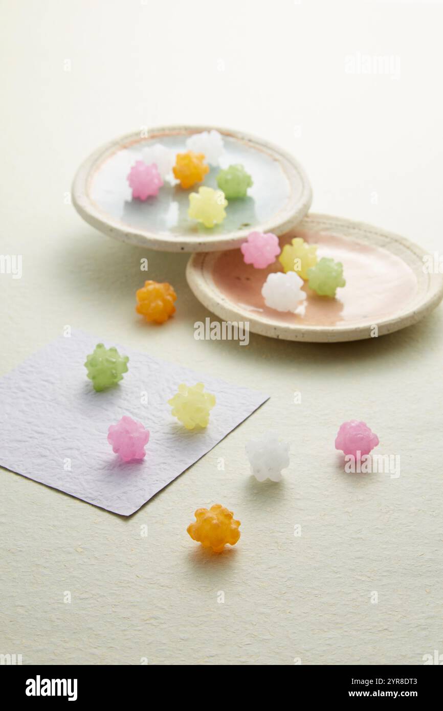 Bild von verdorbenen Süßigkeiten, kompeito Stockfoto