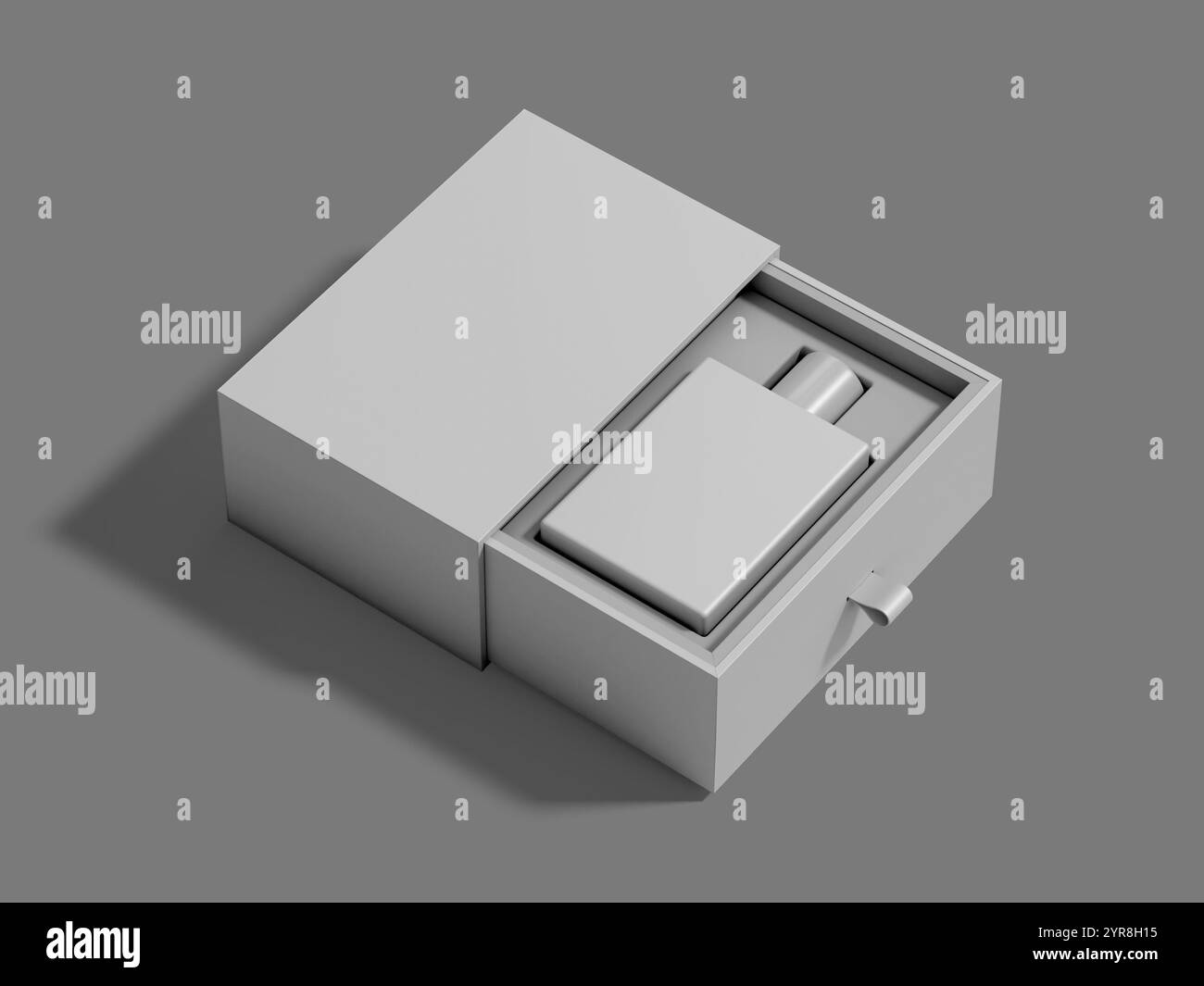 Realistisches leeres Parfüm in Box Verpackung Modell 3D-Rendering Stockfoto