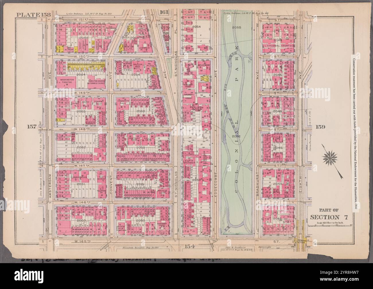 Begrenzt durch W. 151st Street, Eighth Avenue, W. 145th Street und Amsterdam Avenue, Plate 158 1916 Stockfoto