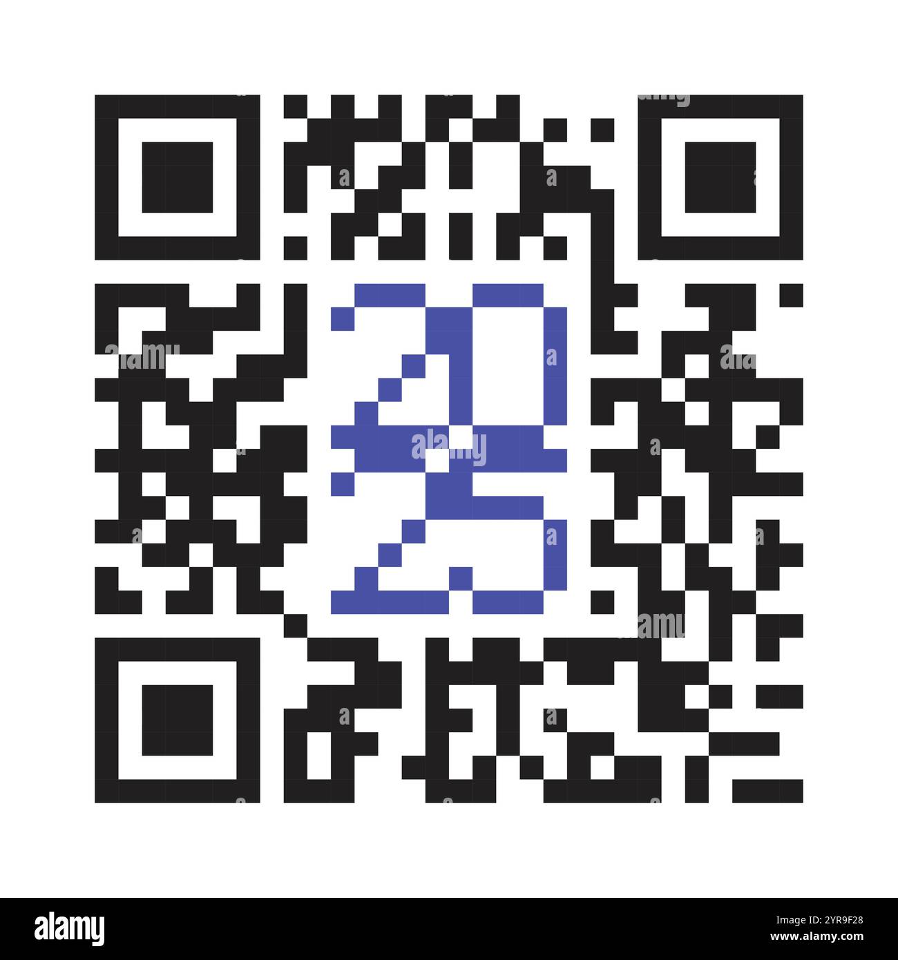 2025 QR-Code-Symbol. Happy New Year gepixelte Illustration für Grußkarte Stock Vektor