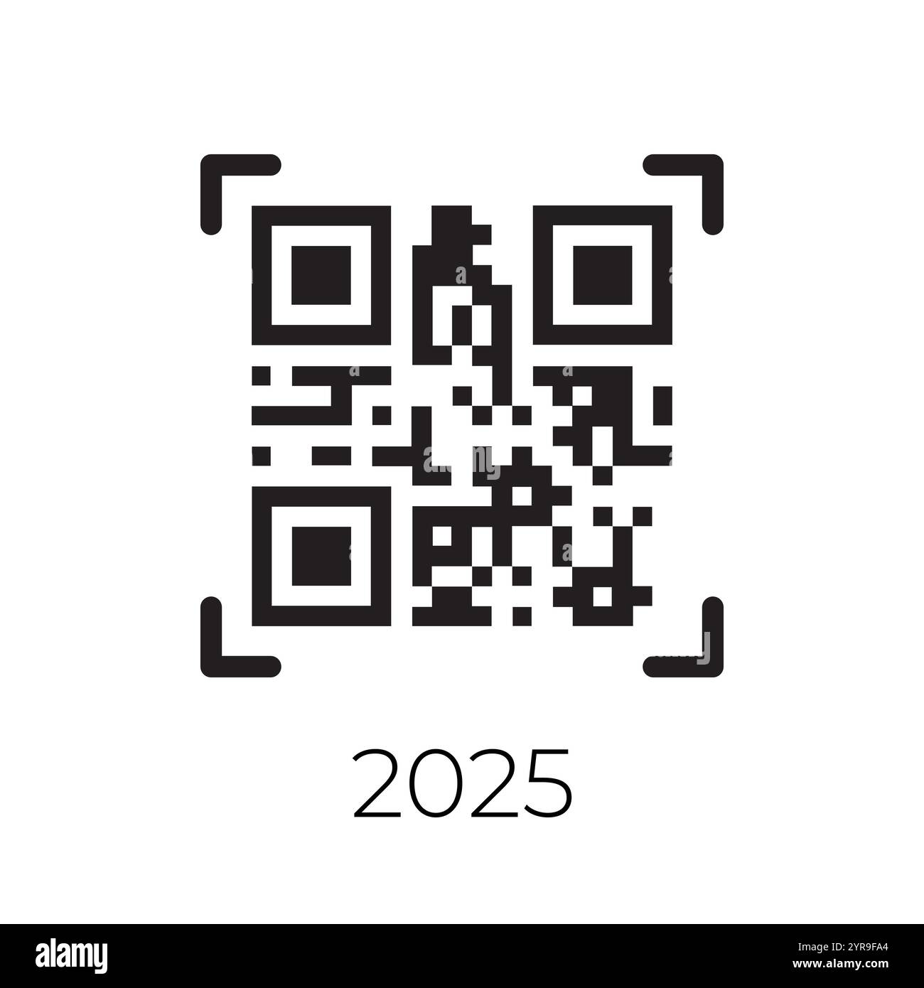 2025 QR-Code-Symbol. Happy New Year gepixelte Illustration für Grußkarte Stock Vektor