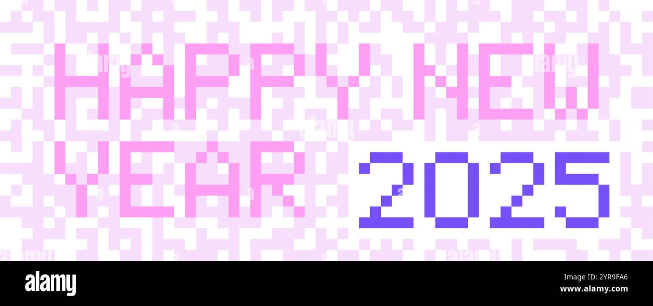 2025 Pixel Kunstbanner für Neujahr Stock Vektor