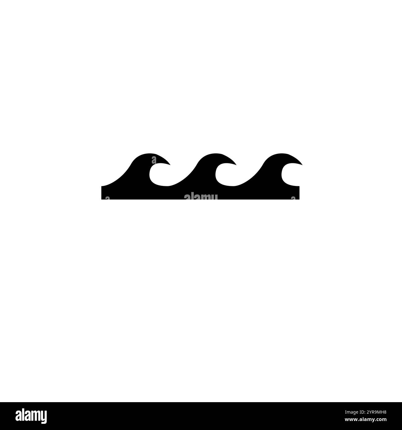 Meereswelle, Tsunami Wasserwellen Solid Flat Vektor Symbol isoliert auf weißem Hintergrund. Stock Vektor