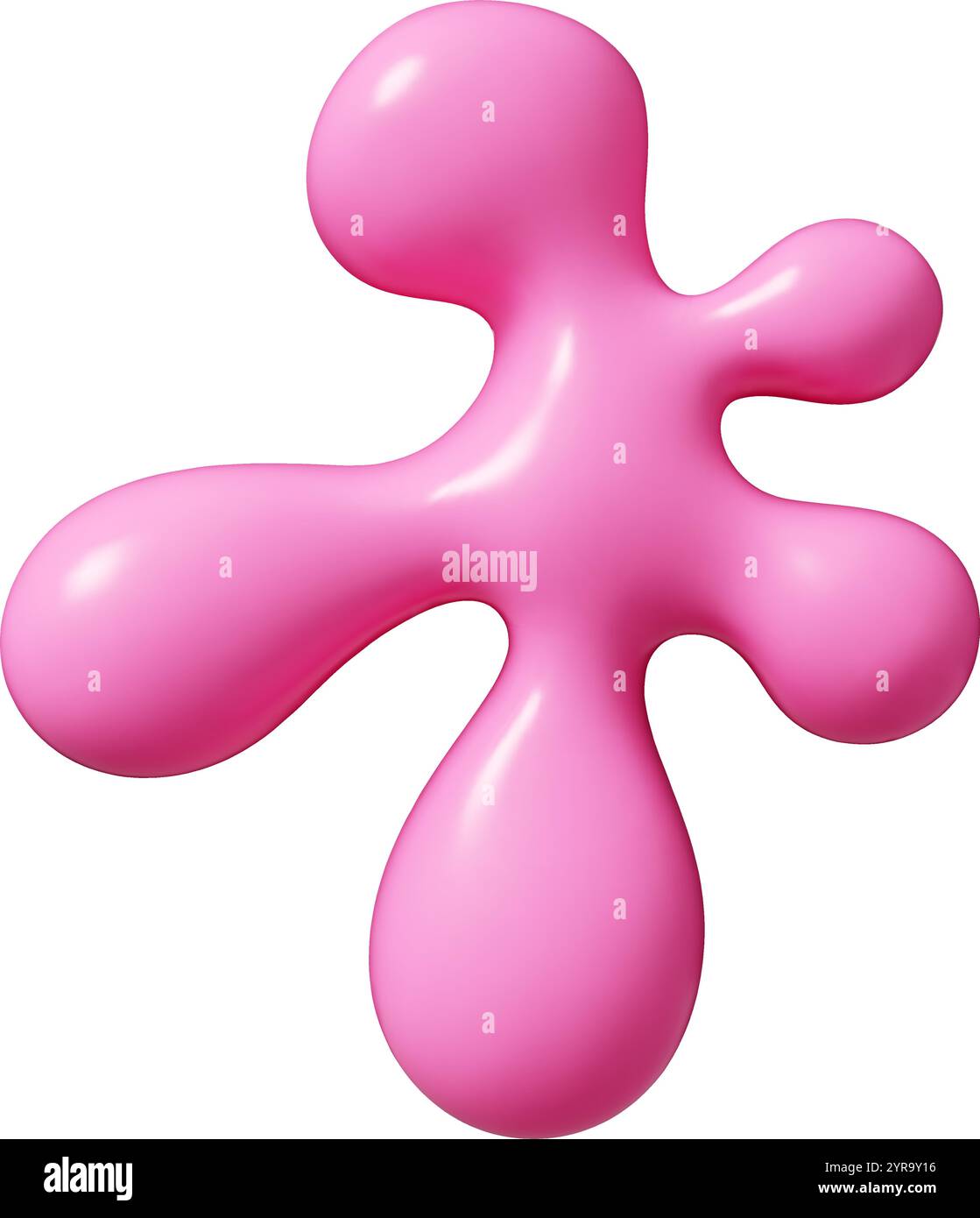 Rosafarbenes, flüssiges Spritzen mit abgerundeten Kanten, die im 3D-Karikaturvektor erstellt wurden. Glänzende abstrakte Blob-Form Stock Vektor