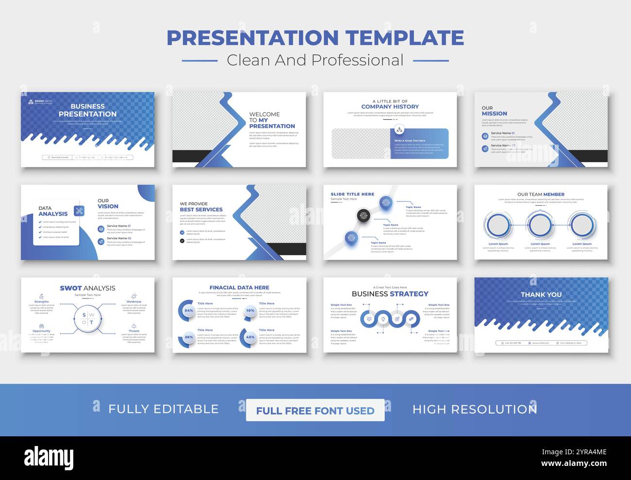 Professionelle und unternehmensweite PowerPoint-Präsentationsfolien Stock Vektor