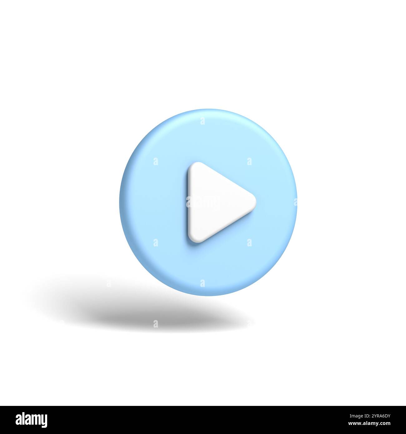 Blaue und weiße Wiedergabetaste. Kreis. Isoliert. 3D-Abbildung. Stockfoto