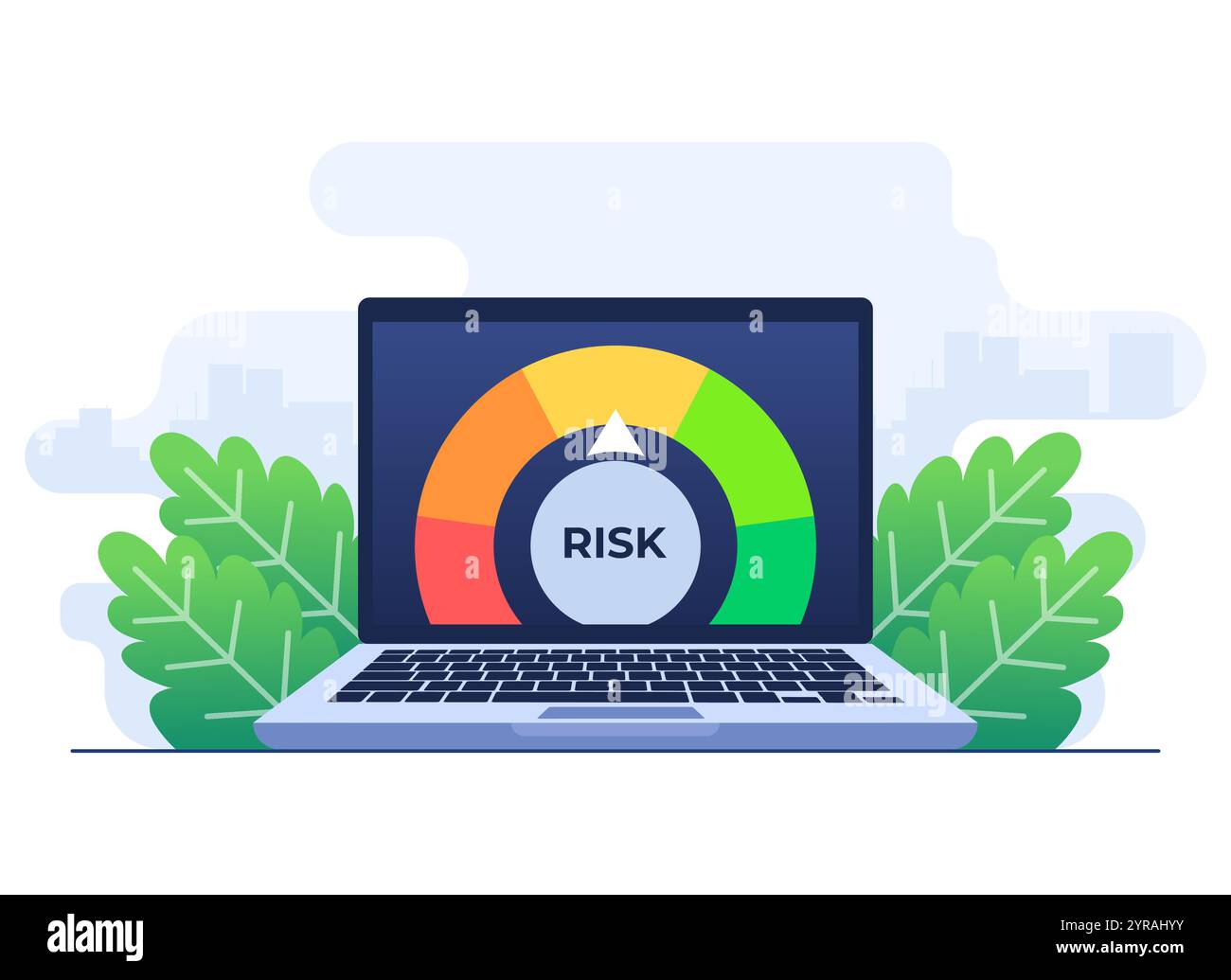 Risikobewertungskonzept flache Illustration Vektorvorlage mit Tachometer, Risikomanagement Stock Vektor