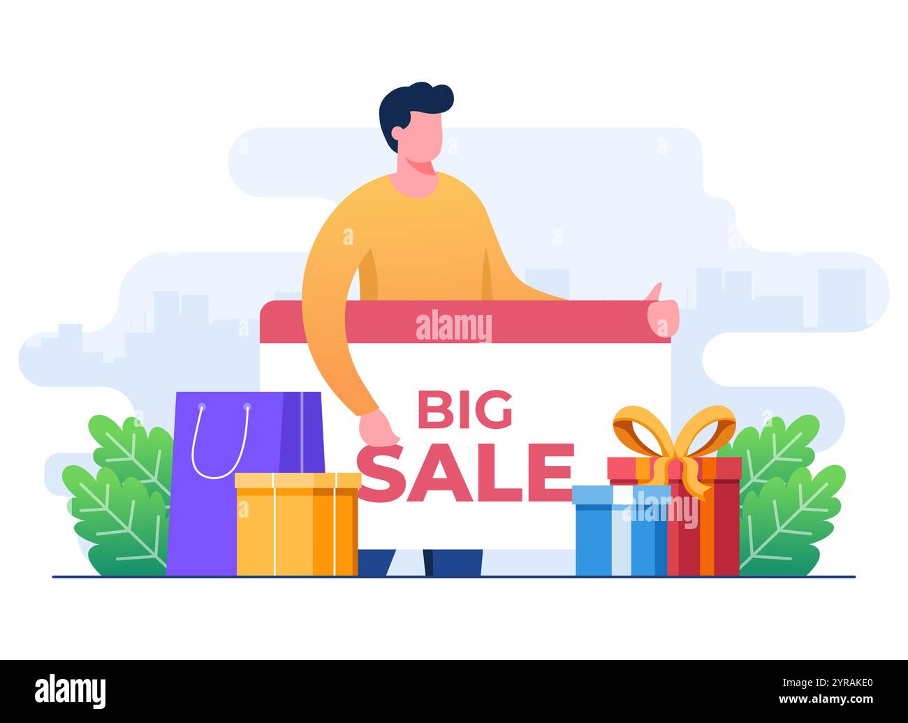 Große Verkaufsförderung, Rabatt, Sonderangebot, flache Illustration Vektorvorlage für Website-Banner, Infografik, soziale Medien, Landing-Page, Stock Vektor