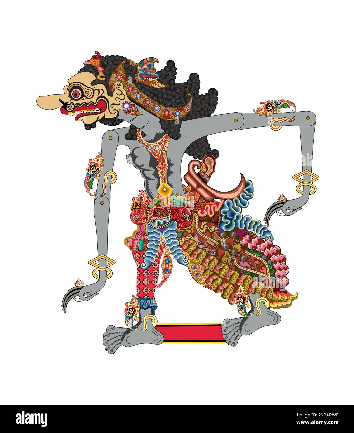 Burisrawa Wayang Puppe, indonesische Schattenpuppe Show. Stockfoto