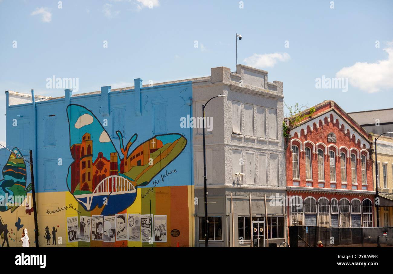 Erinnerung an die Vergangenheit Leben Sie das zukünftige öffentliche Wandgemälde in Selma Alabama Stockfoto