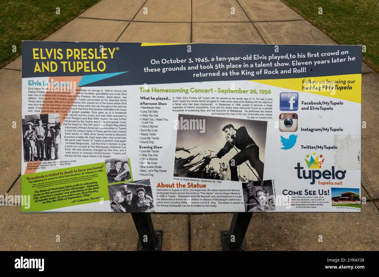 Elvis Presley Statue im fairpark in Tupelo Mississippi Stockfoto