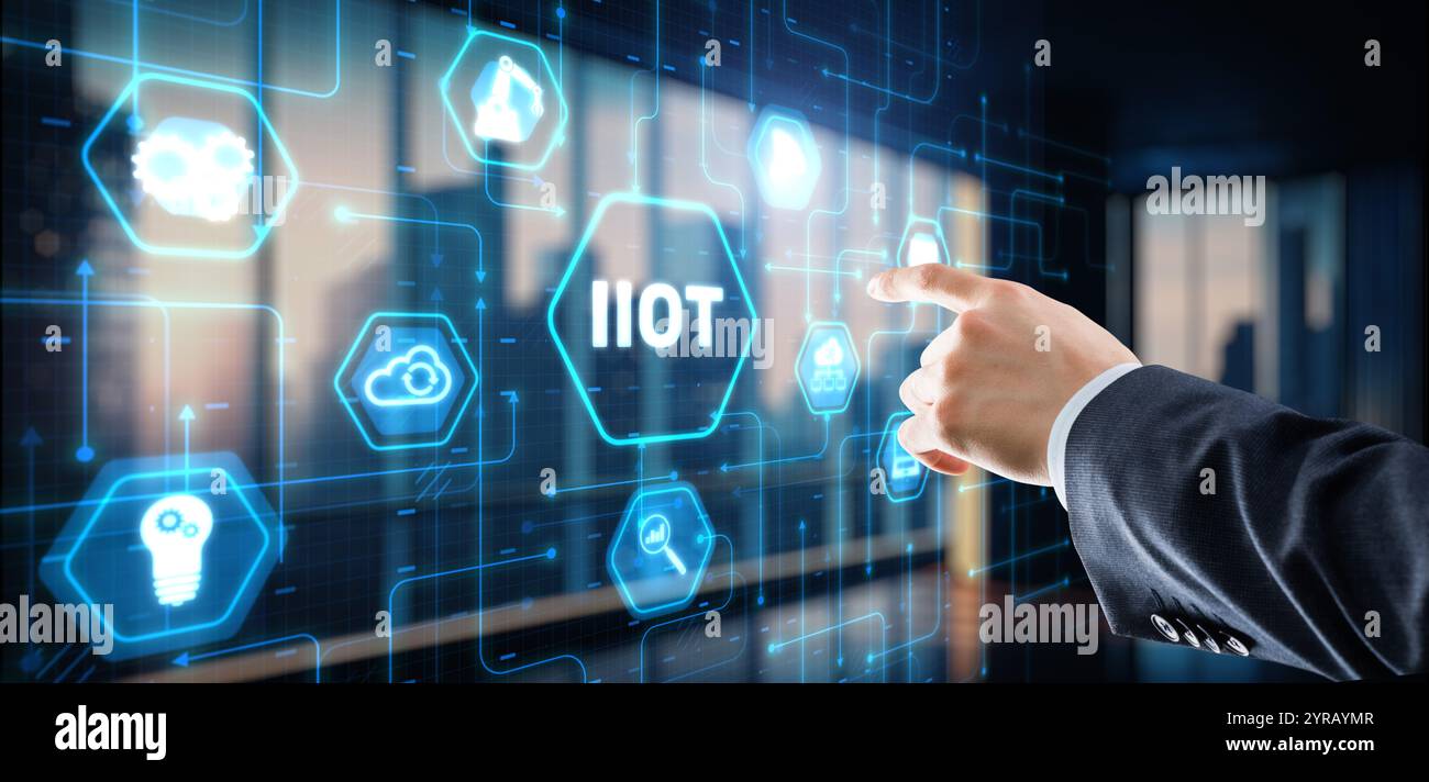IIOT Industrial Internet of Things Konzept. Technologie und Unternehmen Stockfoto
