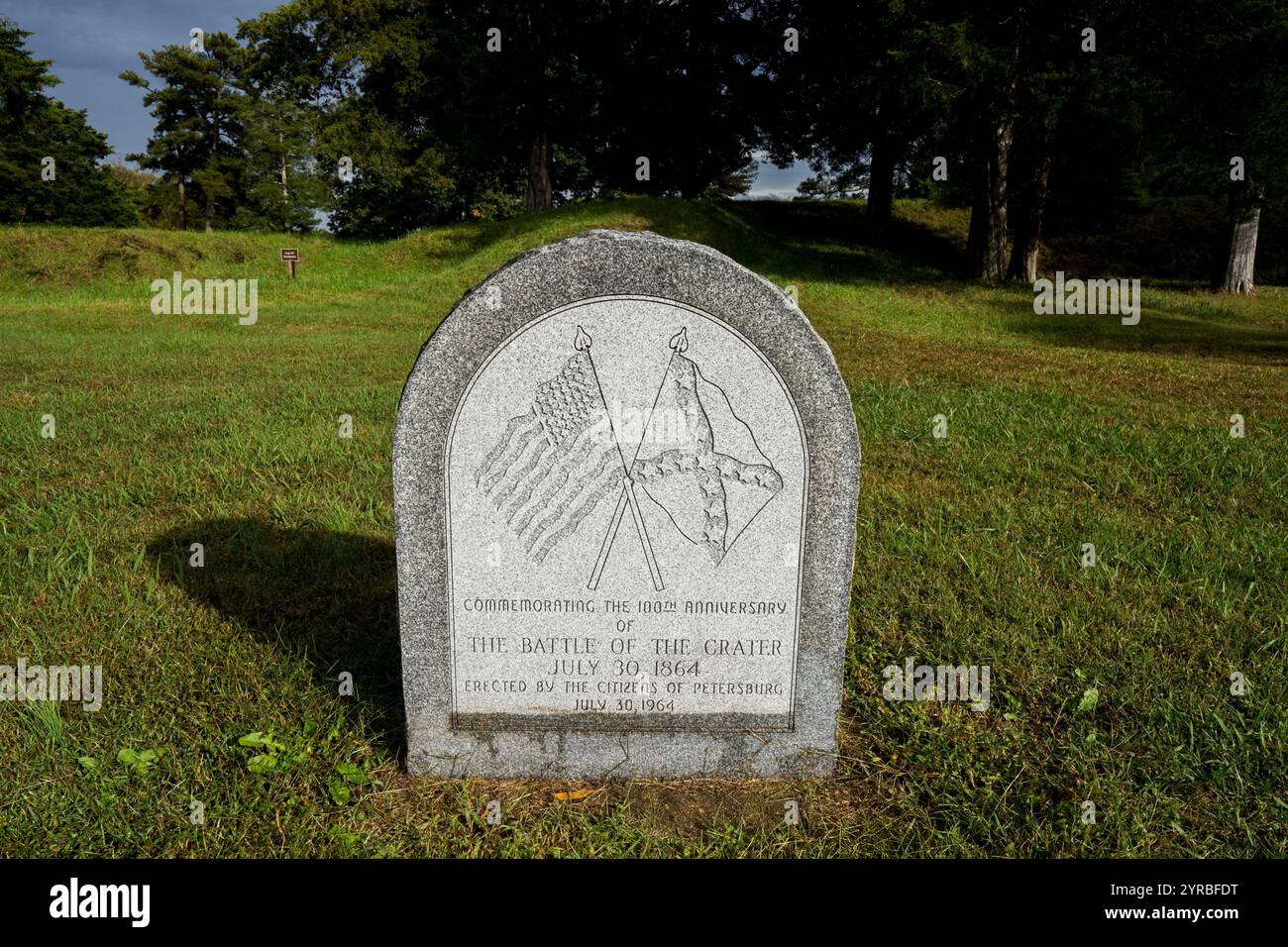 OKTOBER 2021, PETERSBURG, VA, USA - die Schlacht am Krater war Teil der Belagerung von Petersburg, das nationale Battlefield von Petersburg Stockfoto