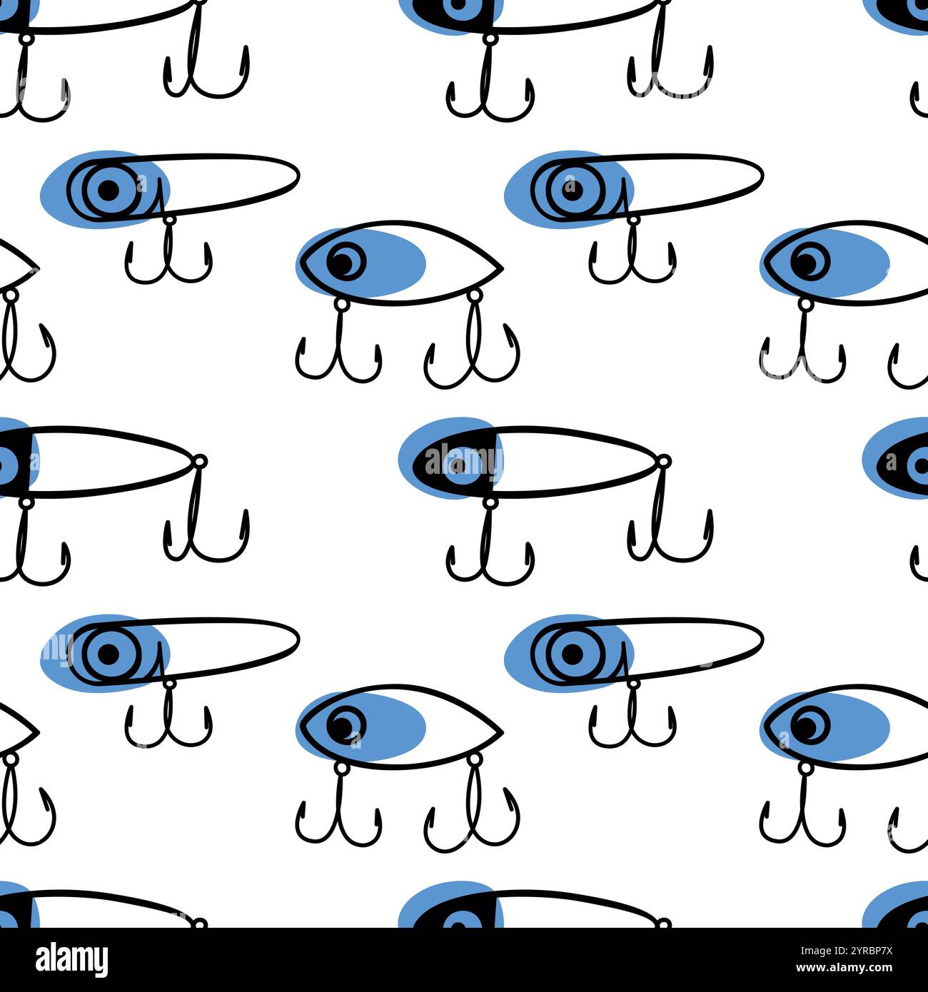 Nahtloses Muster mit Köder zum Angeln. Сoncept Abenteuer im Freien, zurück in die Natur, Erholungstourismus. Stock Vektor