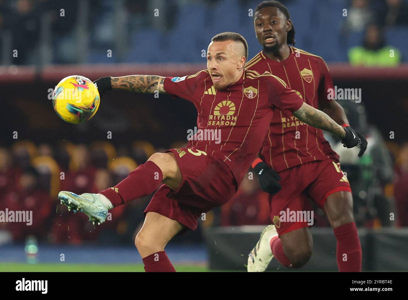 Angelino von Roma wurde während des Spiels der italienischen Fußballmeisterschaft Serie A Enilive 2024-2025 zwischen AS Roma gegen Atalanta Bergamasca Calcio im Stadio Olimpico gesehen. Endpunktzahl; AS Roma 0: 2 Atalanta Bergamasca Calcio. Stockfoto