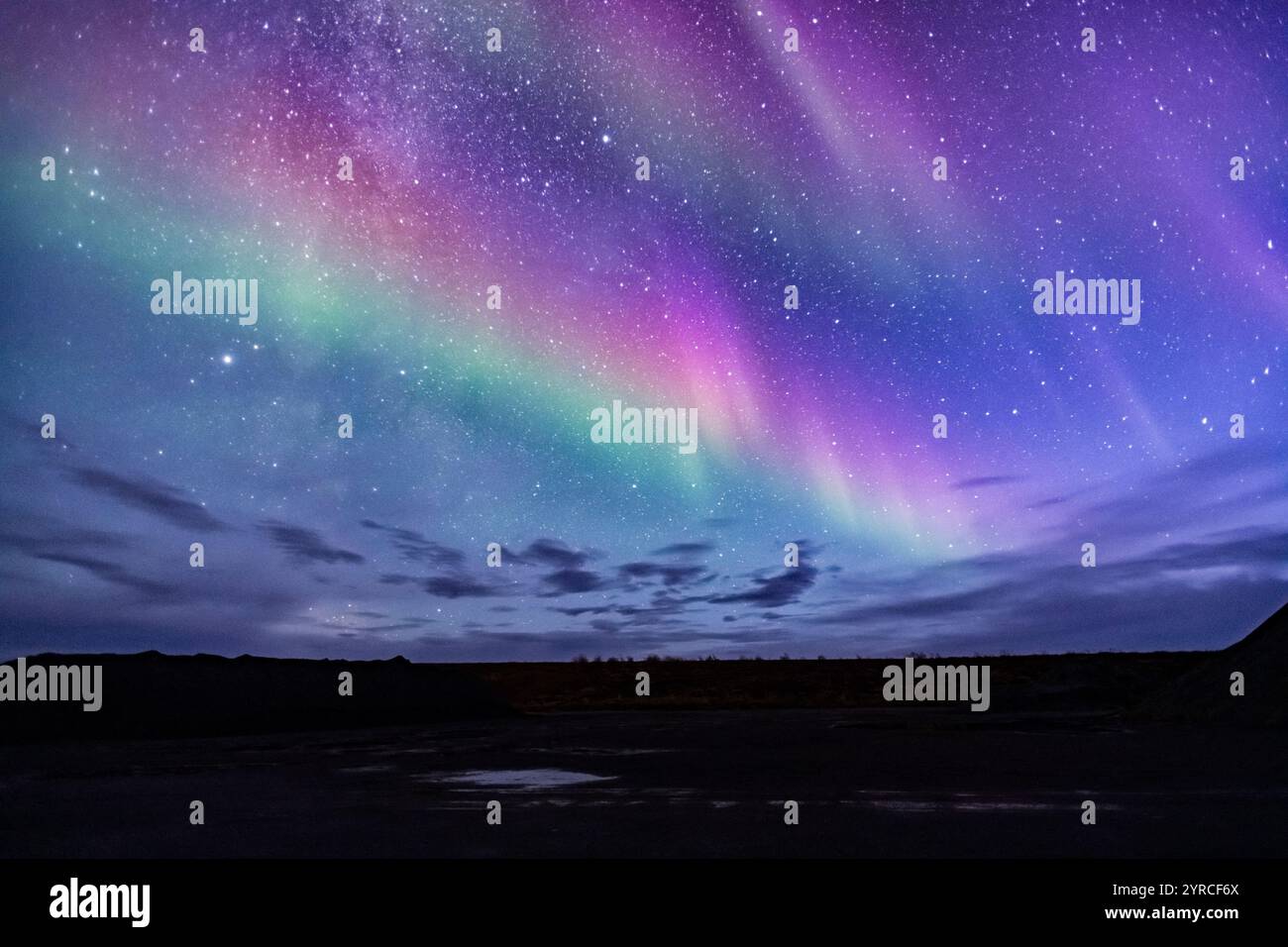 Nordamerika; Usa; Alaska; Arktis; Prudhoe Bay Area; Nacht; Himmel; Nordlichter; Aurora Borealis; Stockfoto