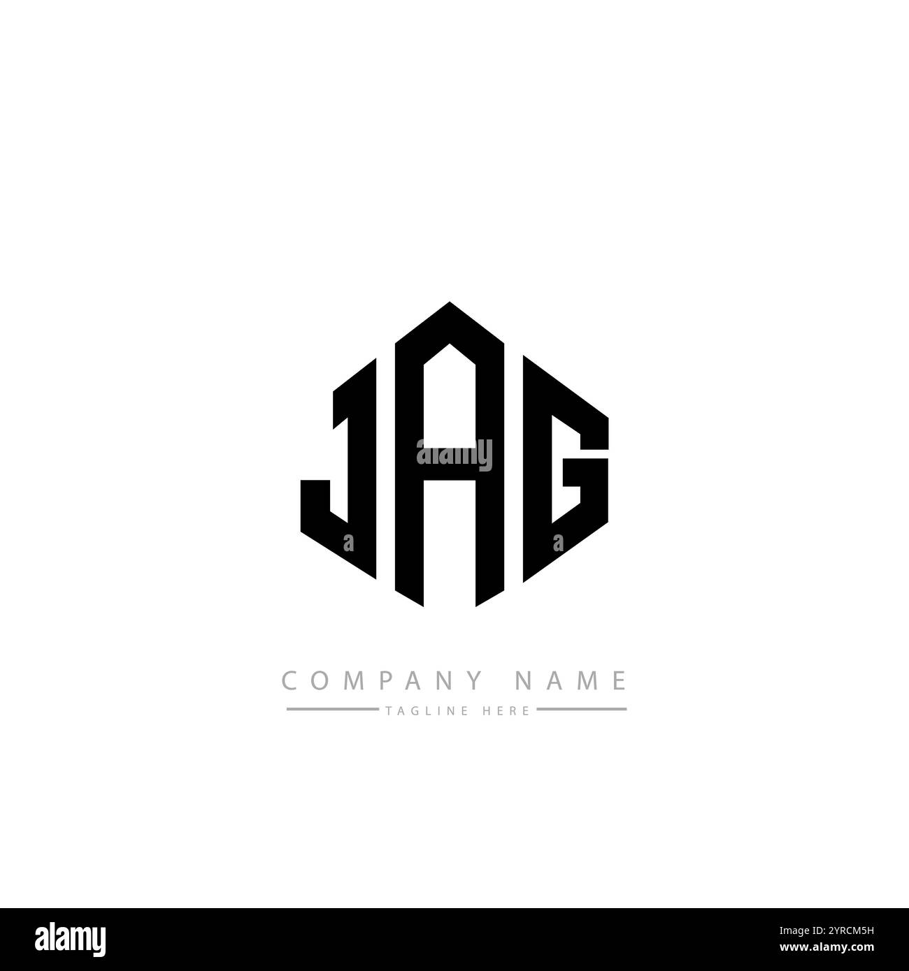 JAG Letter-Logo mit Polygonform. Design mit Polygon- und würfelförmigem Logo. JAG Hexagon Vektor-Logo-Vorlage weiß und schwarz. JAG monogr Stock Vektor