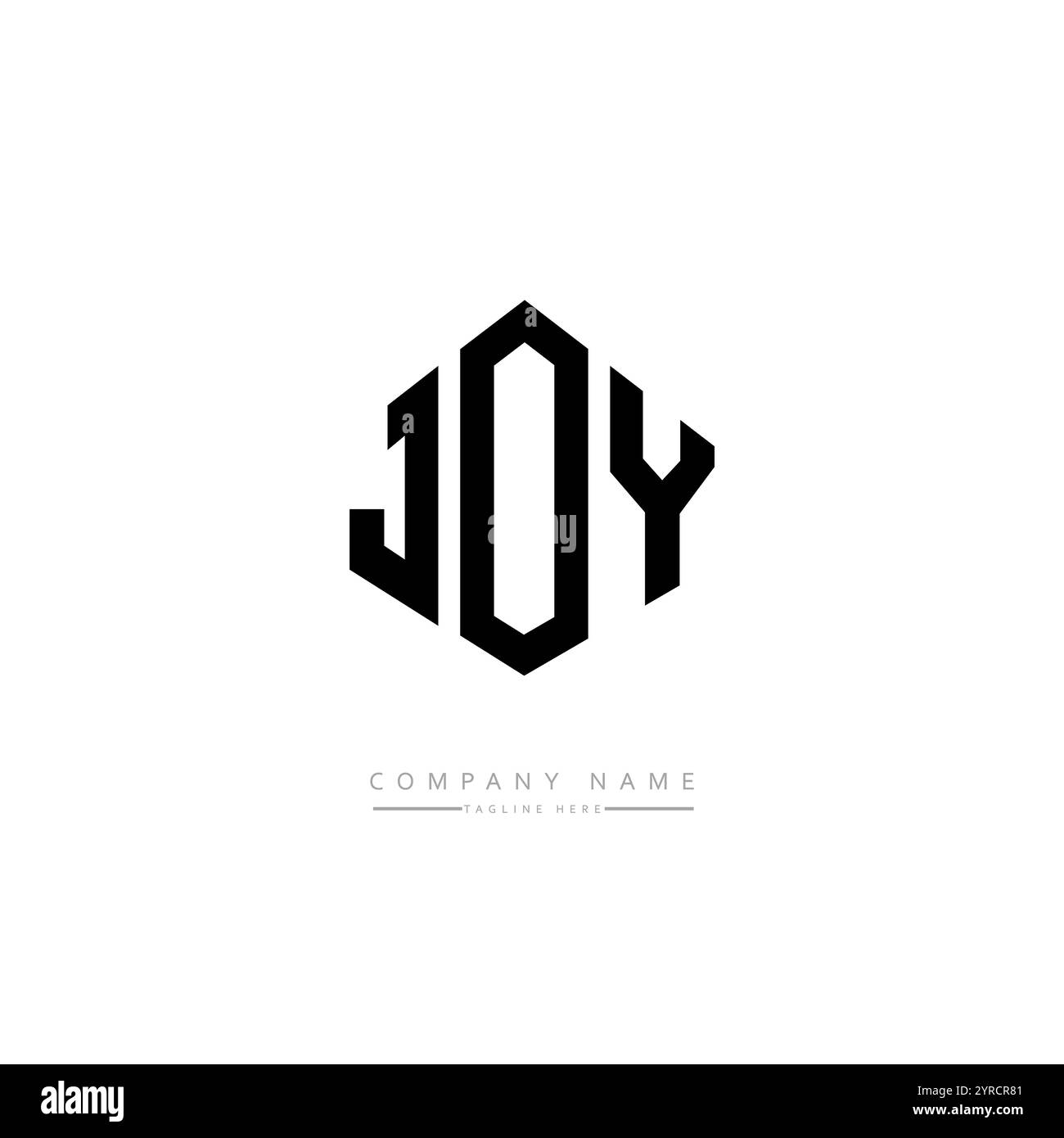 JOY Letter-Logo in Polygonform. JOY Polygon- und würfelförmiges Logo. JOY Hexagon Vektor-Logo-Vorlage weiß und schwarz. JOY monogr Stock Vektor