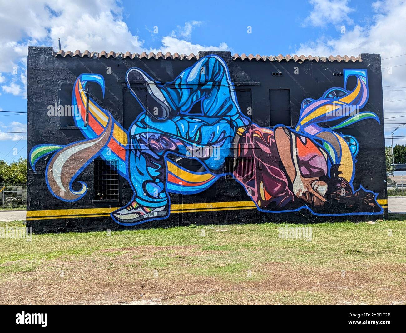 Bunte Street Art in Miami Wynwood - Smartphone-aufgenommenes Stockfoto