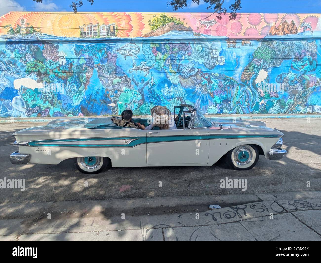Bunte Street Art in Miami Wynwood Stockfoto