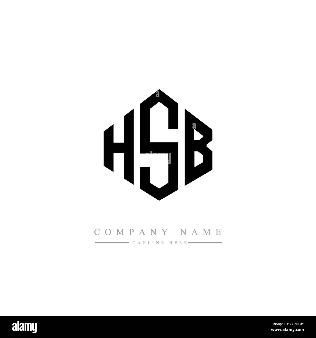 HSB-Letter-Logo in Polygonform. HSB-Polygon- und würfelförmiges Logo. HSB-Sechskant-Vektor-Logo-Vorlage weiß und schwarz. HSB monogr Stock Vektor