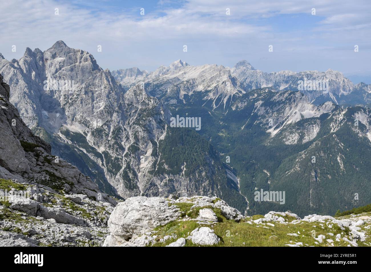 Panorama-Berglandschaft in den Julischen Alpen, Slowenien. Stockfoto