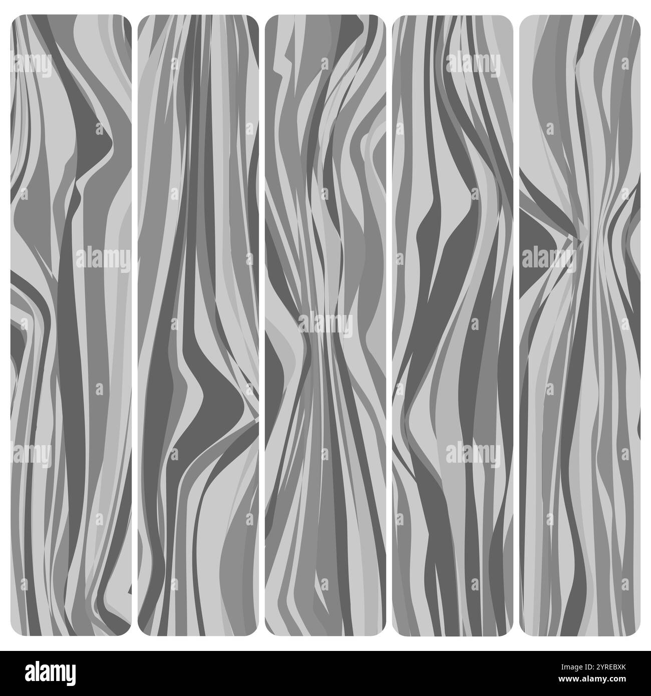 Fünf Holzbretter. Abstrakte Vektor-Holzstruktur in flachem Design. Stock Vektor