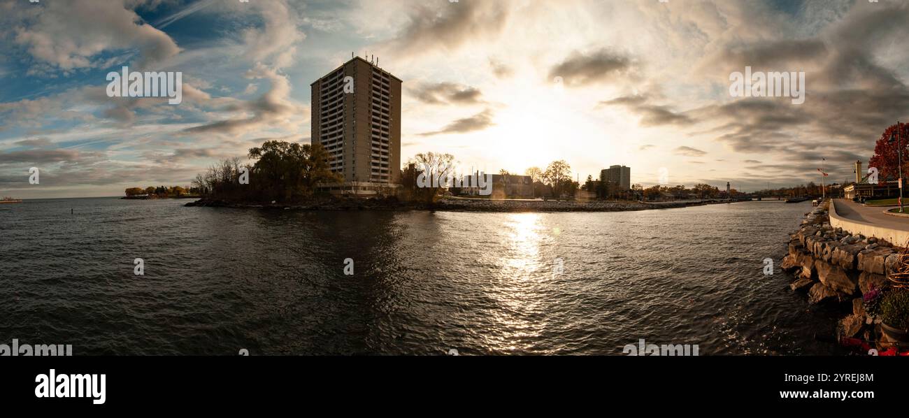 Panorama des JJ Plaus Park in Port Credit, Mississauga, Toronto, Ontario, Kanada Stockfoto