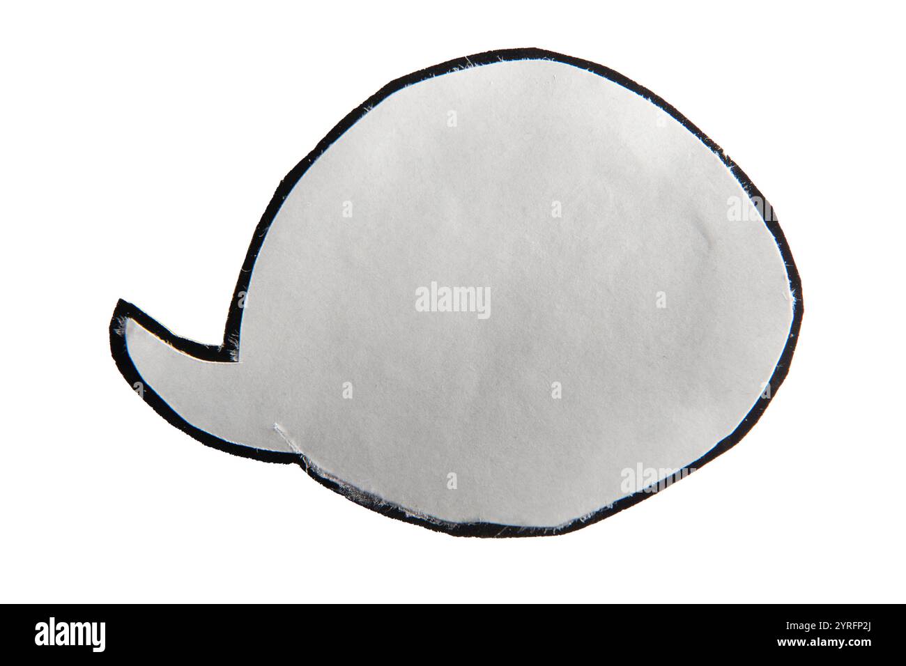Comic-Sprechballon aus Zeitschriftenpapier auf weißem Hintergrund mit Beschneidungspfad Stockfoto